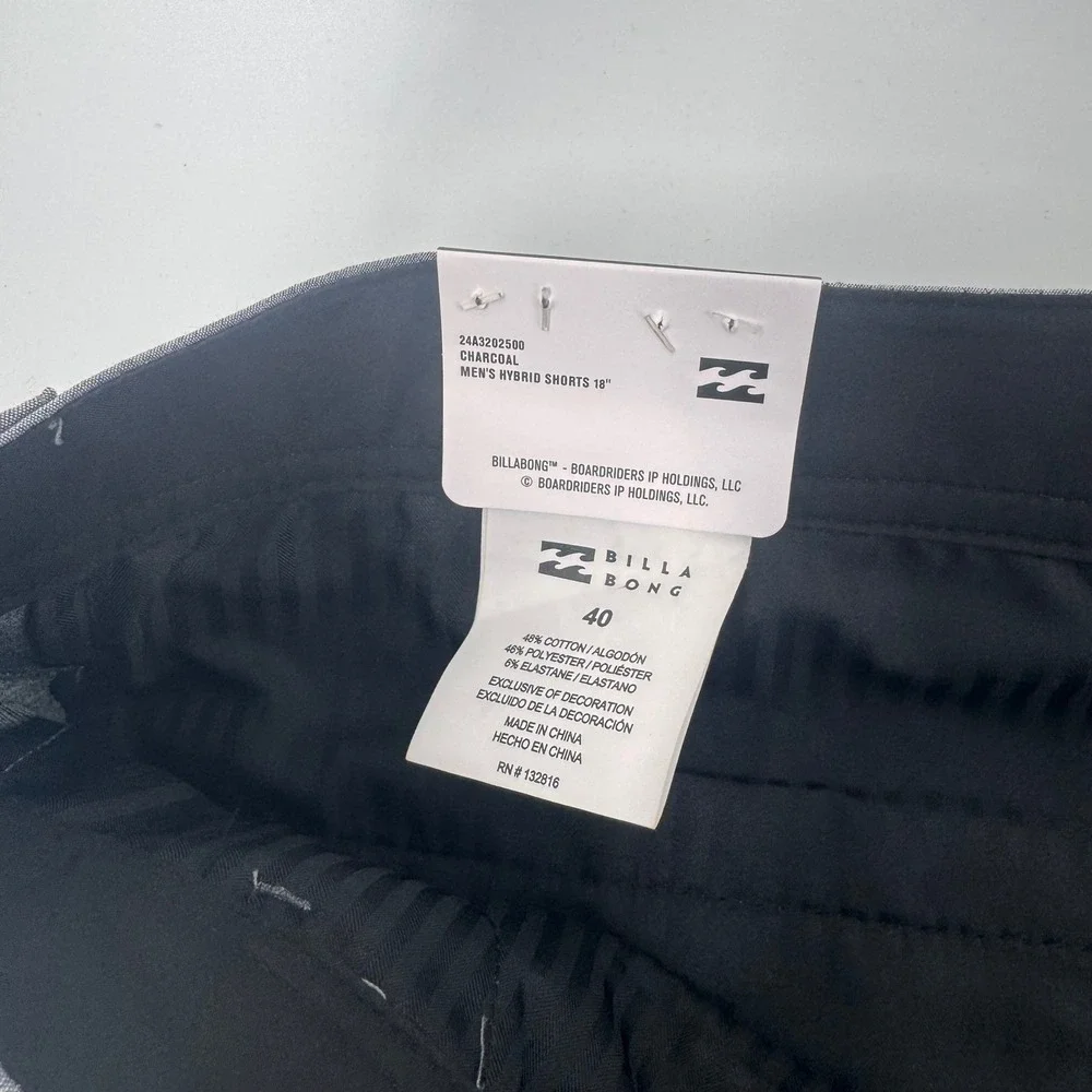 Billabong Mens Hybrid Shorts Charcoal‎ Grey Stretch Walk Shorts Size 40 NEW